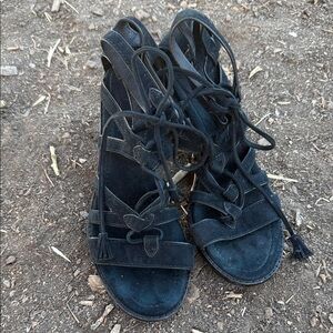 Frye gladiator suede lace up sandals